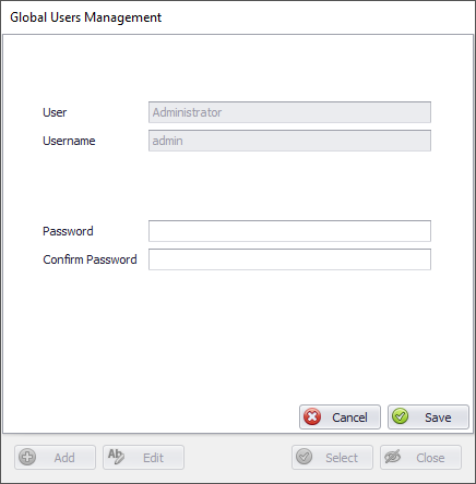 User Credentials window user_management